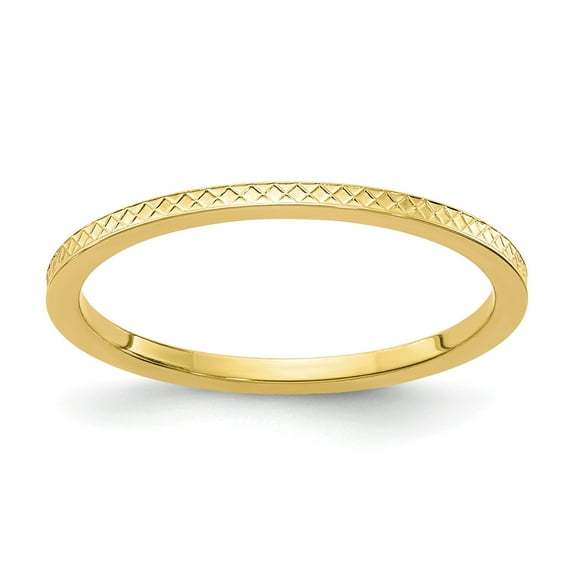 10K Gold 1.2mm Criss-Cross Pattern Stackable Band - Size 8