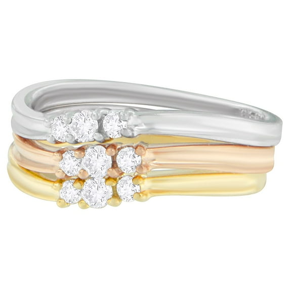 10K Gold 1/3ct TDW Stackable S-Curve Diamond Ring Set (H-I,SI2-I1)