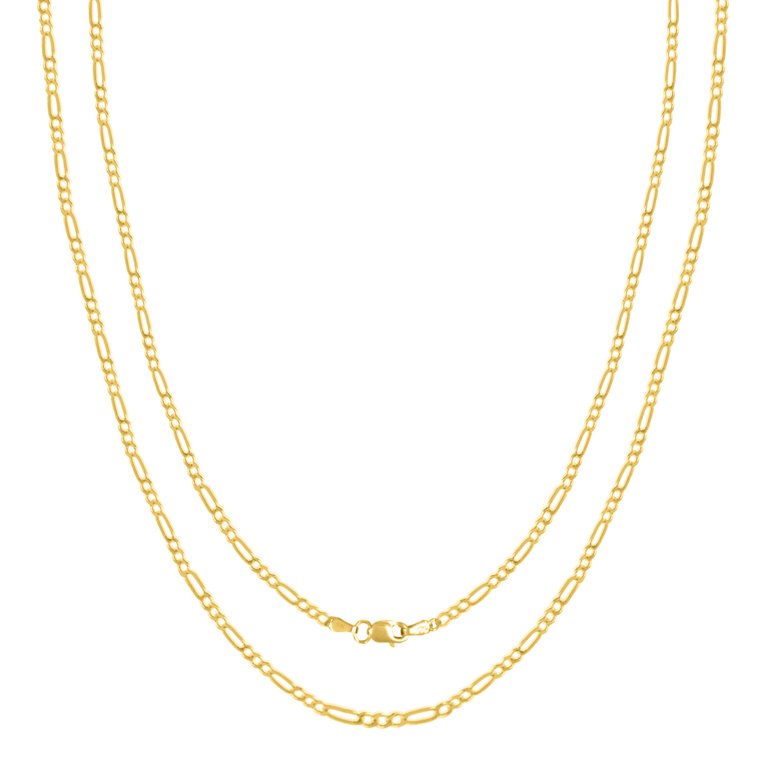 10K Gold 2.00MM Figaro Chain Necklace for Men and Women ( Unisex
