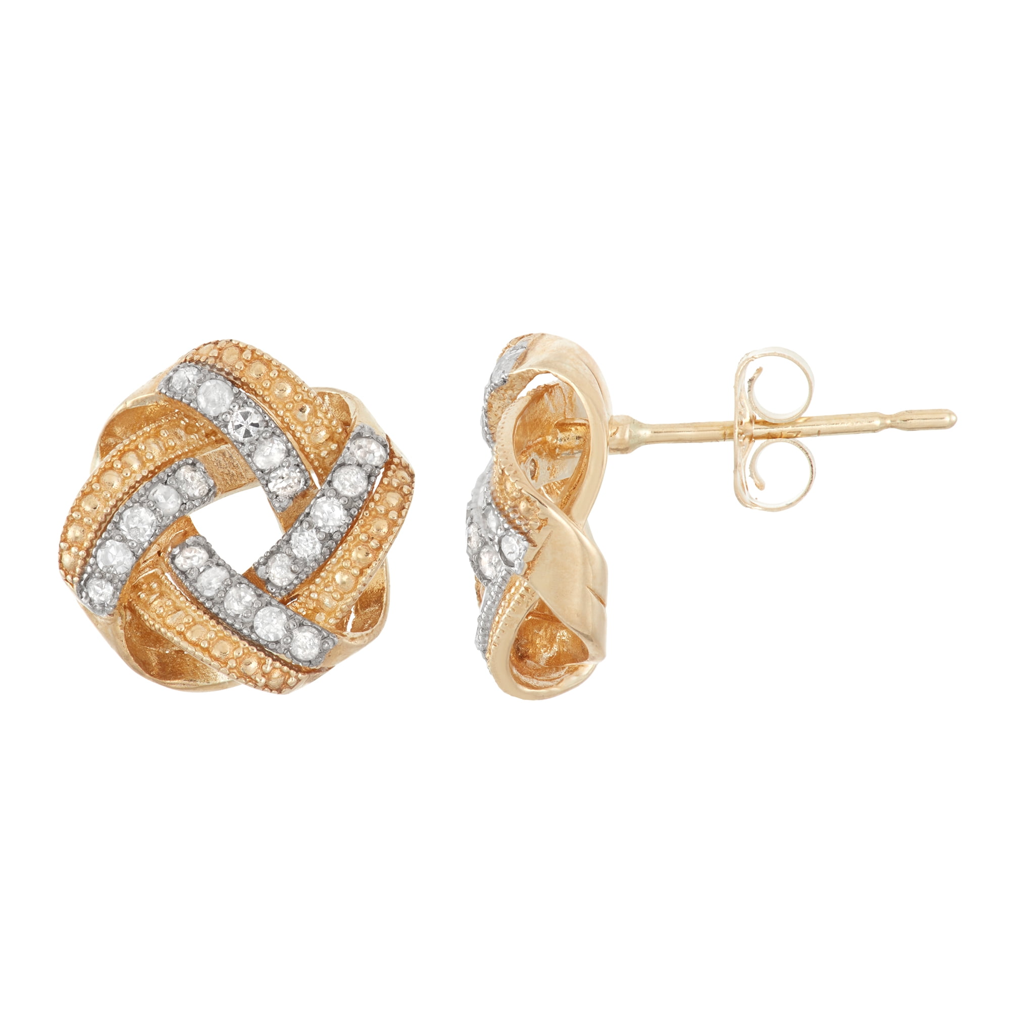 10K Gold .2 tcw diamond love knot earrings
