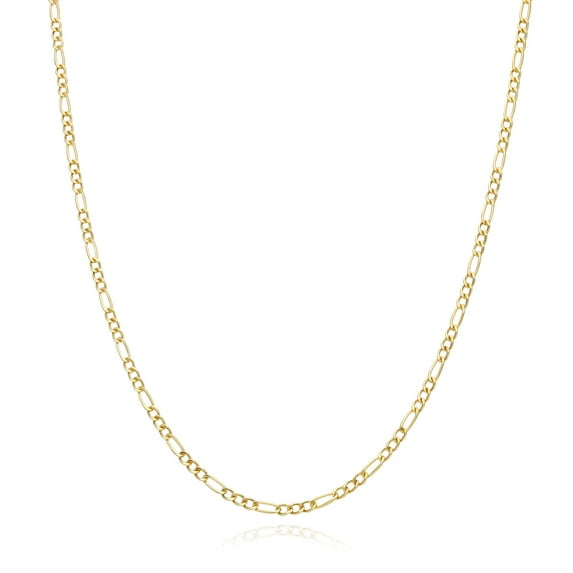 10K Gold 2mm Hollow Figaro Chain Necklace 16"-26"