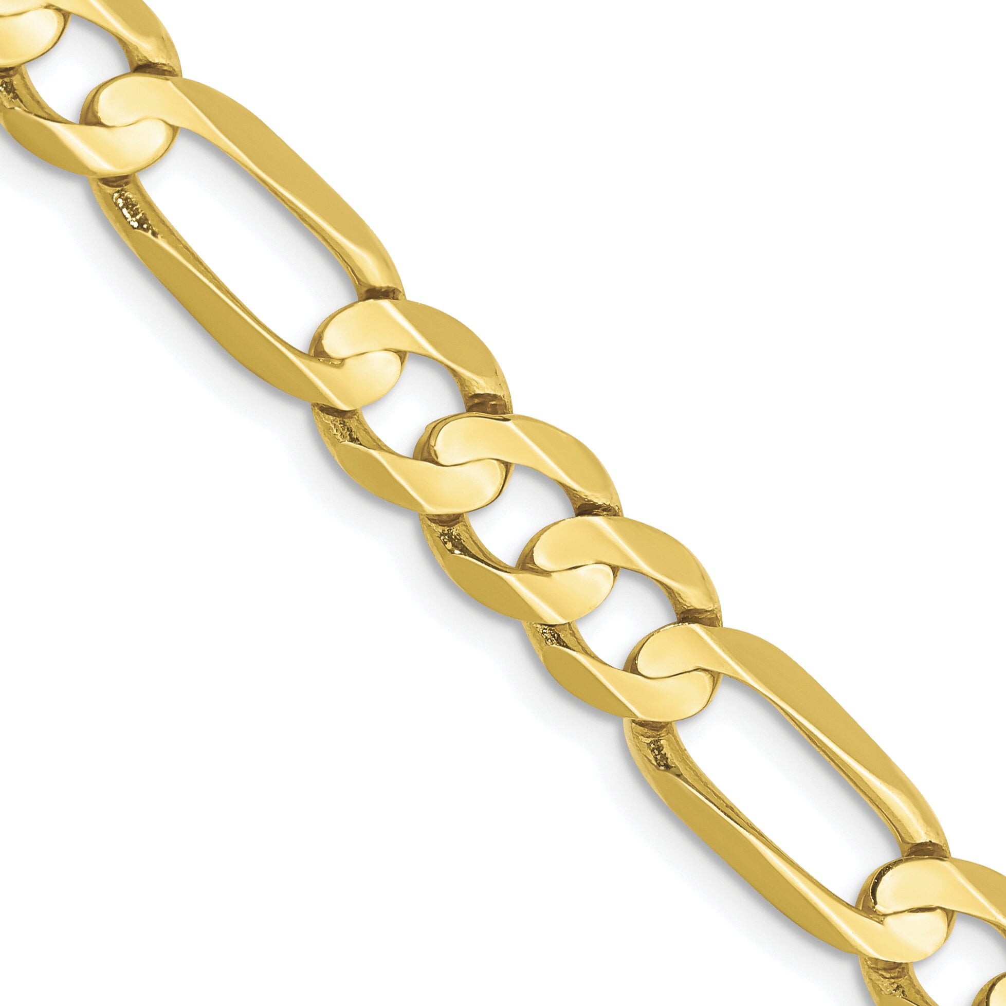10K Gold Light Figaro Chain Bracelet 8