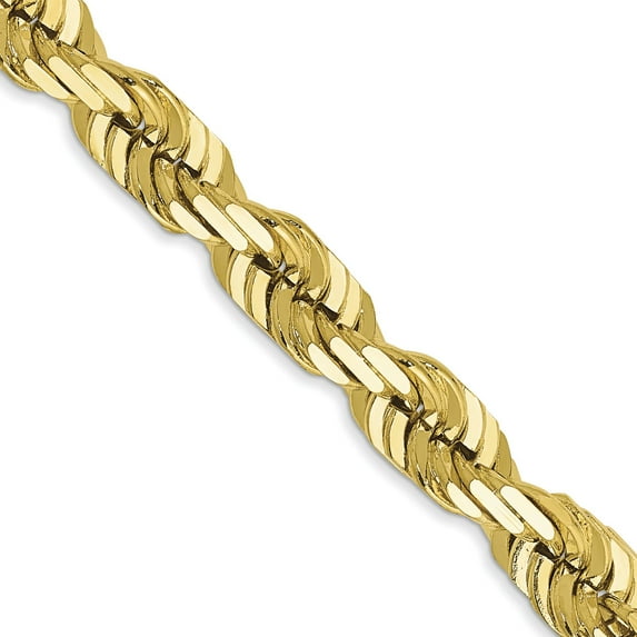 10K Gold 6mm Diamond Cut Rope Chain Bracelet 8"