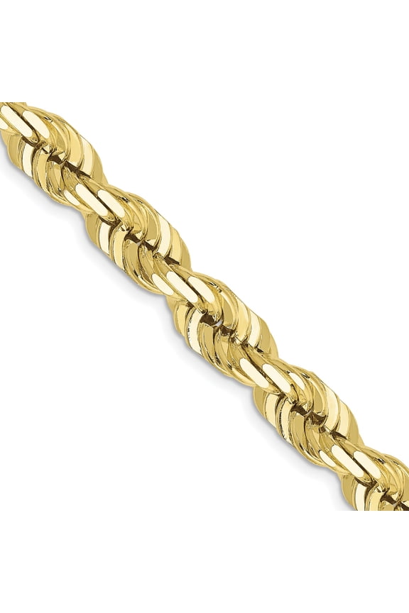 10K Gold 7mm Diamond Cut Rope Chain Bracelet 8"