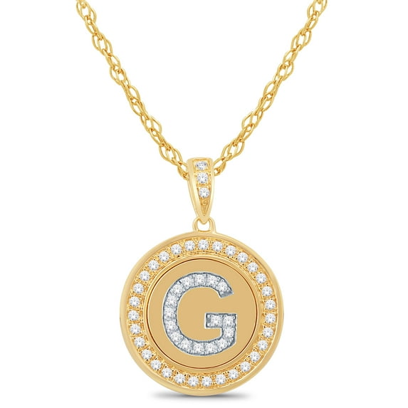 10K Gold Alphabet 'G' Disc Pendant 0.25 CTW with 18 in. Chain