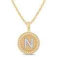 thumbnail image 1 of 10K Gold Alphabet 'N' Disc Pendant 0.25 CTW with 18 in. Chain, 1 of 1