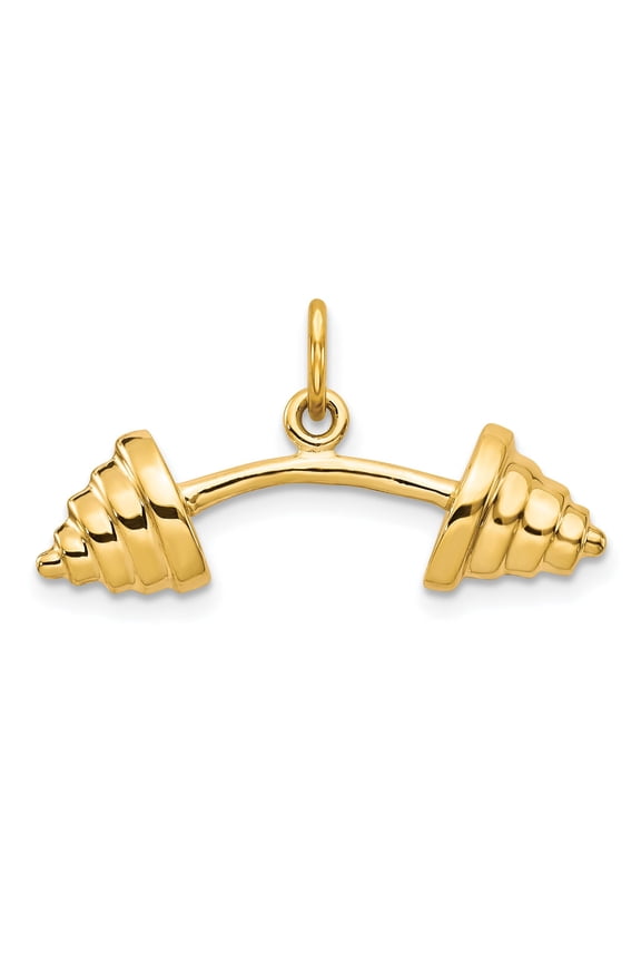 10K Gold Barbell Charm Weightlifting Body Builder