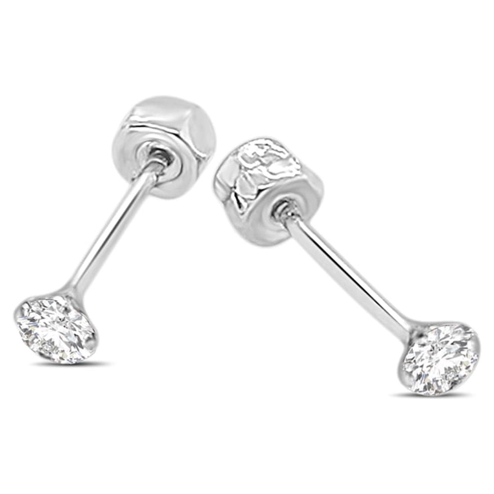10K Gold CZ Stud Earrings for Women Tiny Size Second Hole or Earrings