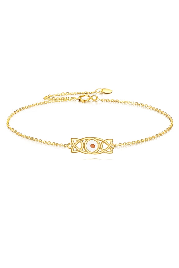 10K Gold Celtic Knot Bracelet for Women Gold Mustard Seed Bracelet Faith Jewelry Birthday Gifts for Wife Mom