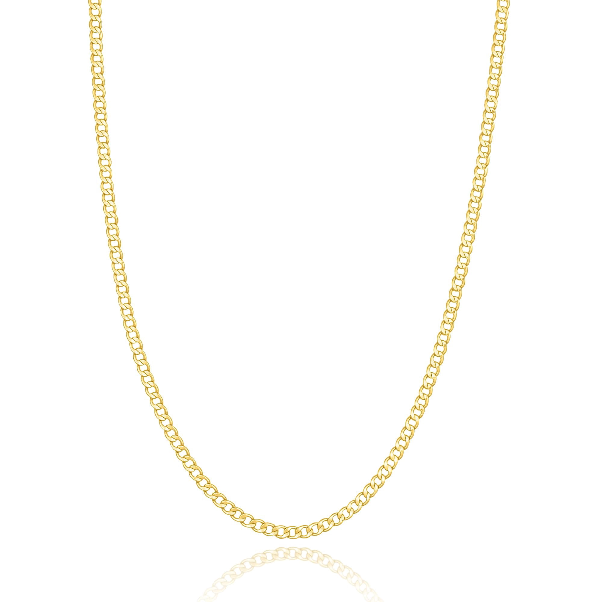 10K Gold Chain 2MM Hypoallergenic Curb Chain in 18 Inches | Solid Gold ...