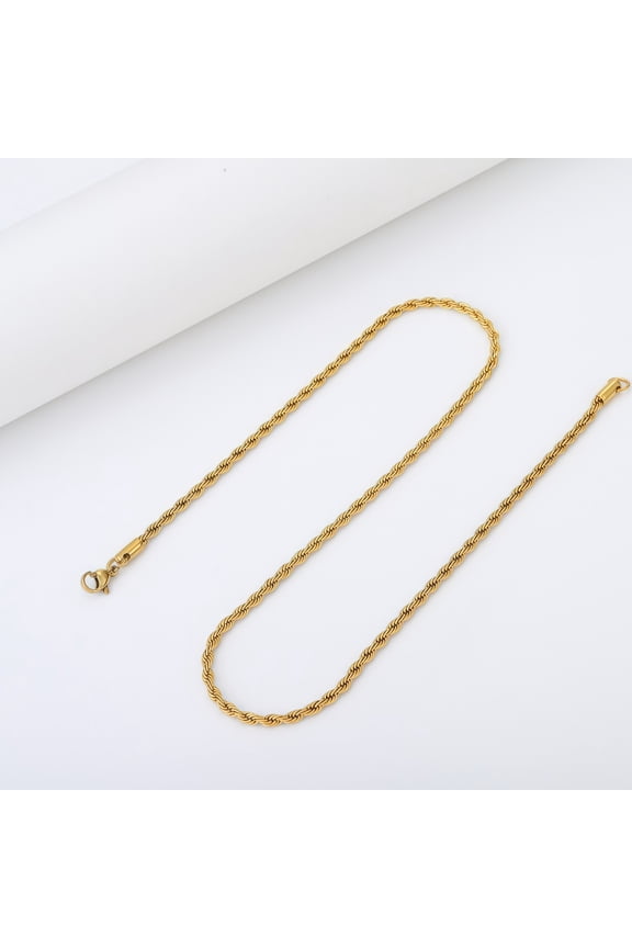 10K Gold Chain Necklace Collection - 10K Solid Yellow Gold 2.4mm 22" Filled Rope Chain Necklaces for Women and Men