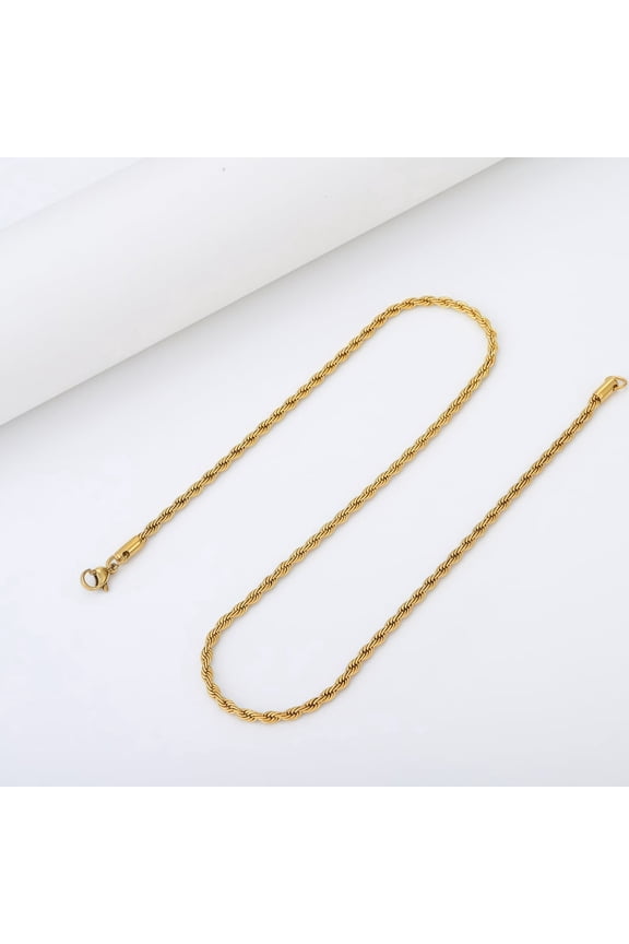 10K Gold Chain Necklace Collection - 10K Solid Yellow Gold 2mm 16" Filled Rope Chain Necklaces for Women and Men