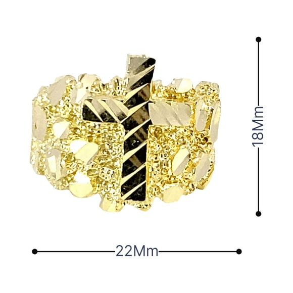 10K Gold Cross Nugget Ring 7.7 Grams