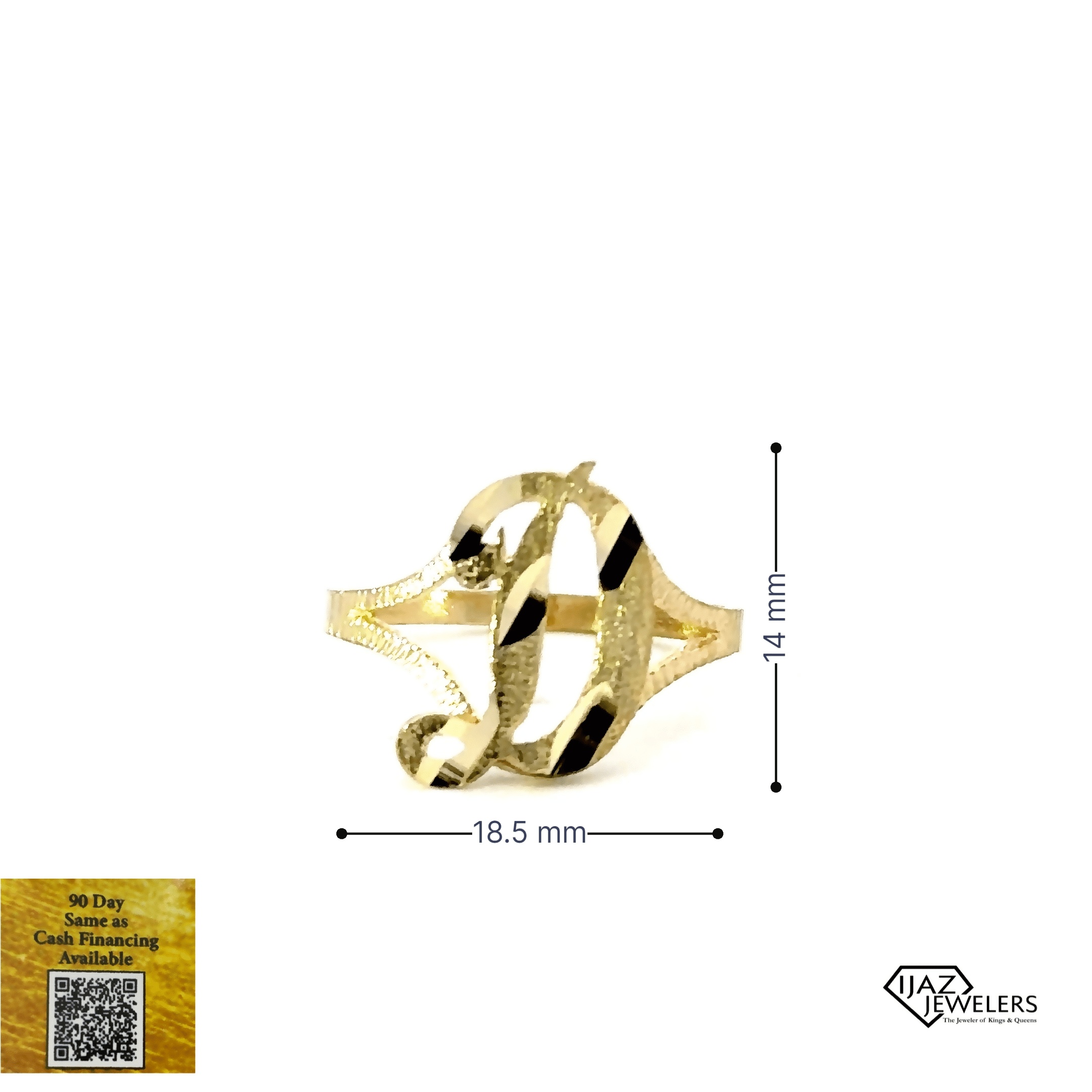 IJAZ JEWELERS 10K Gold Cursive D Ring