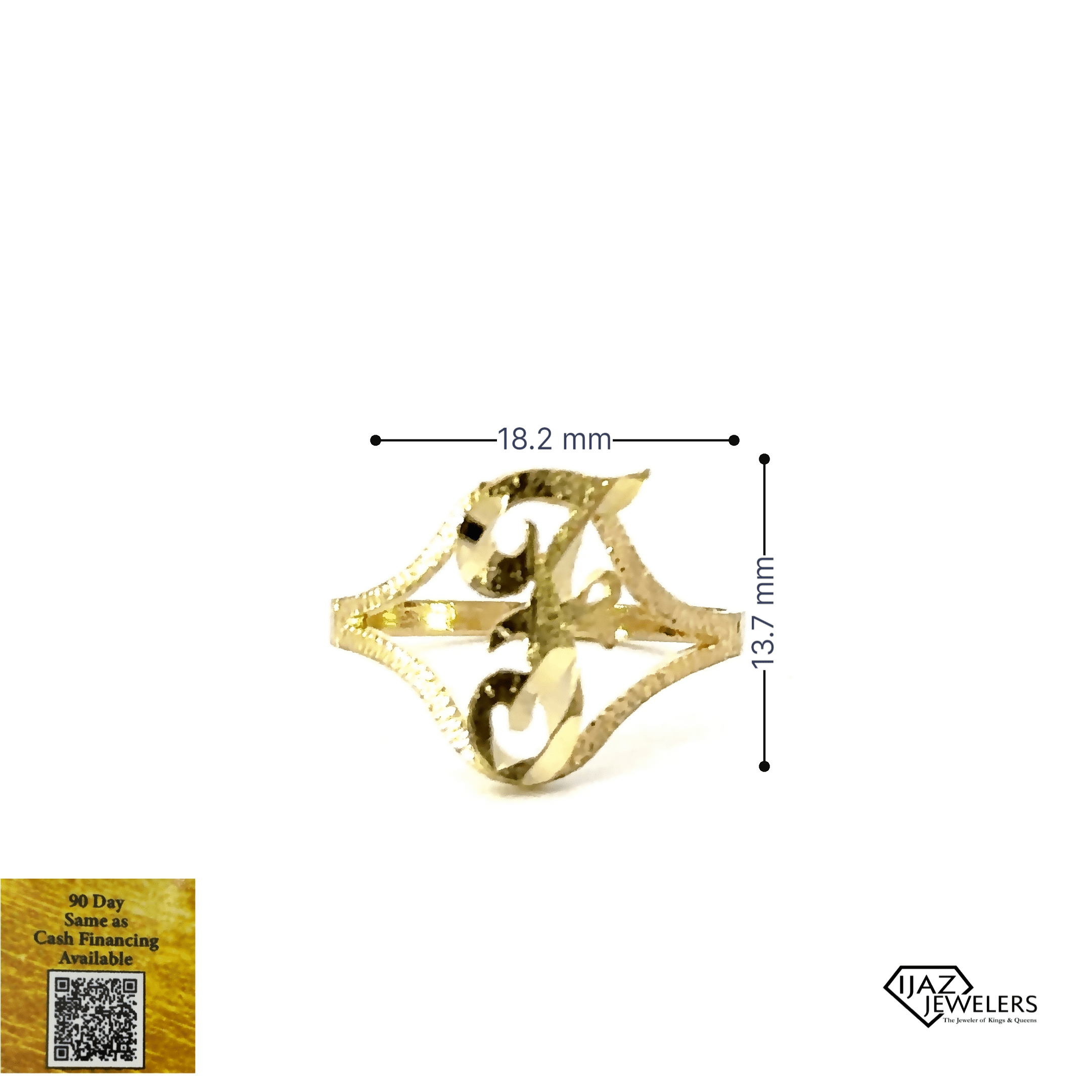 IJAZ JEWELERS 10K Gold Cursive F Ring