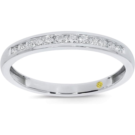La Joya 10K Gold Channel Set Bands for Women | 1/2 CT TW White Gold Lab Diamond Wedding Rings | Size 5.5