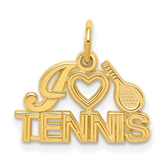 10K Gold I Love Tennis Charm Heart Racquet Sports