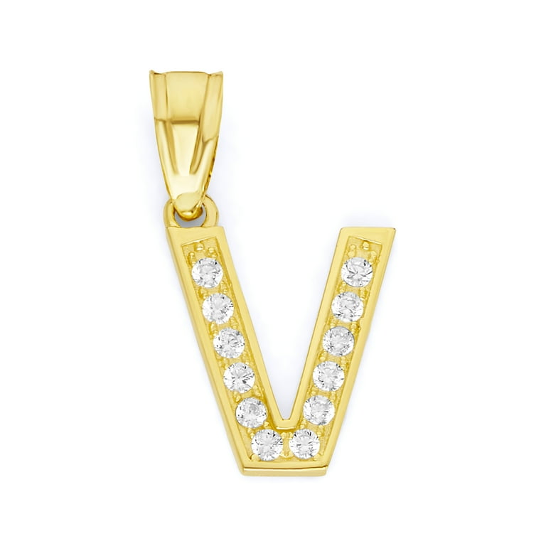 V Initial Pendant in 10kt Yellow Gold