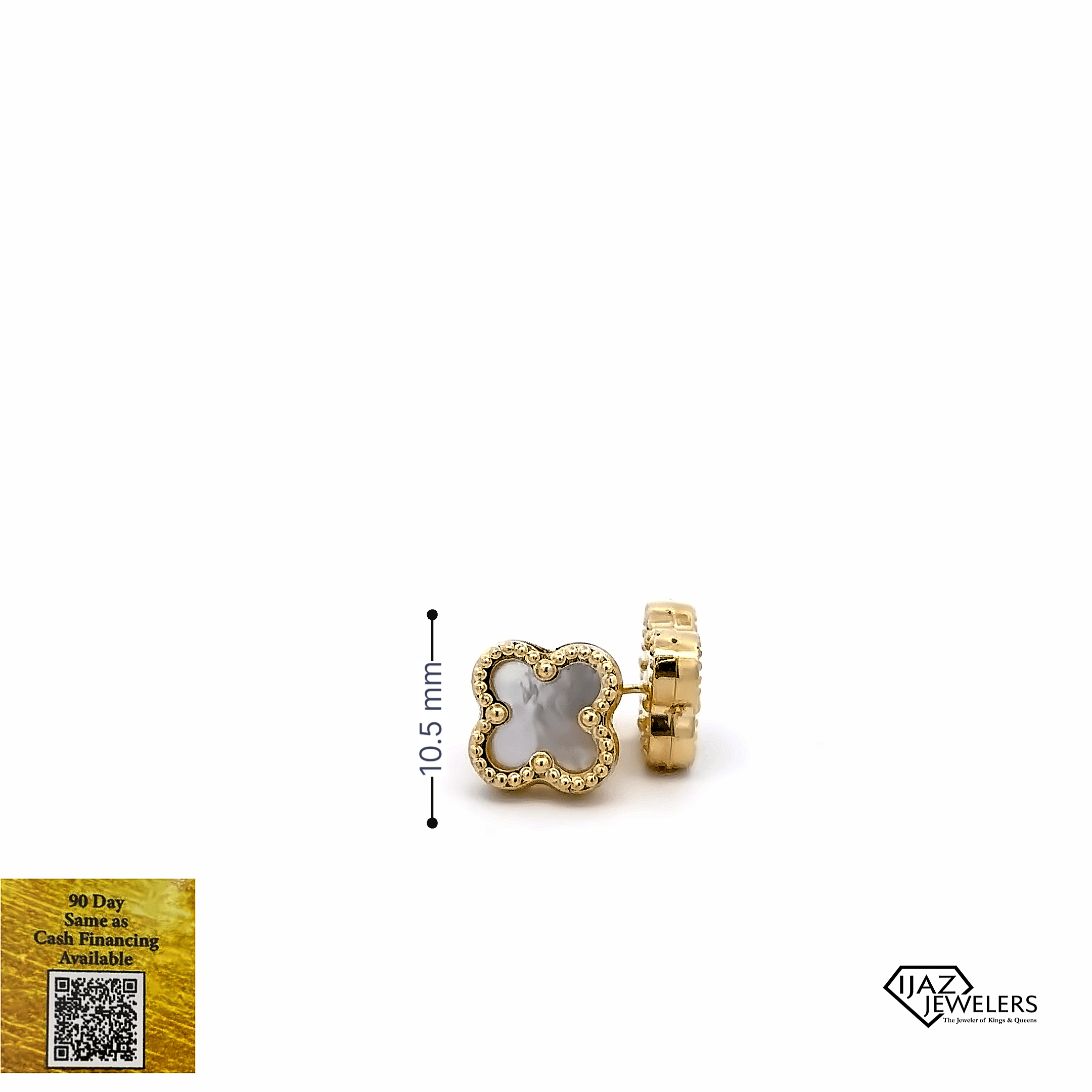 IJAZ JEWELERS 10K Gold Mother Of Pearl VC Inspired Earrings