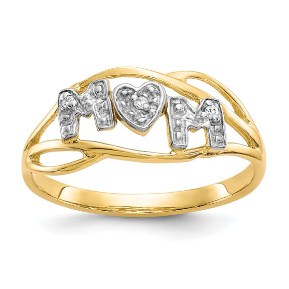 10K Gold & Rhodium Plated Mom Ring Jewelry Size 7