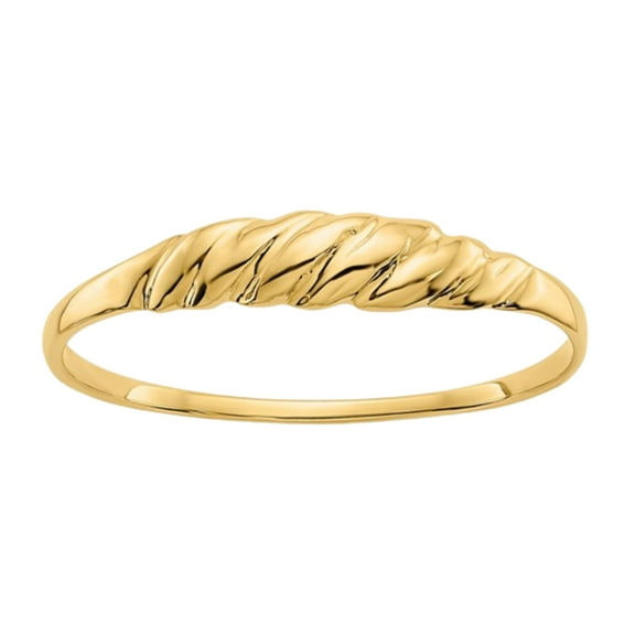 10K Gold Ridged Dome Ring For Women - 10K Gold Ridged Dome Ring For Her