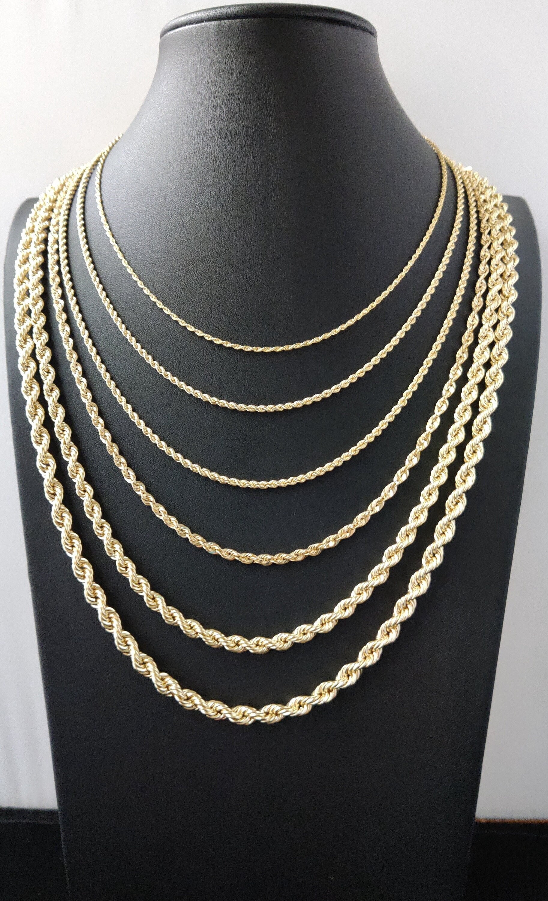 10K Gold Rope Chain Gold Rope Chain Necklace 2mm 2.2mm 2.6mm 3.2mm