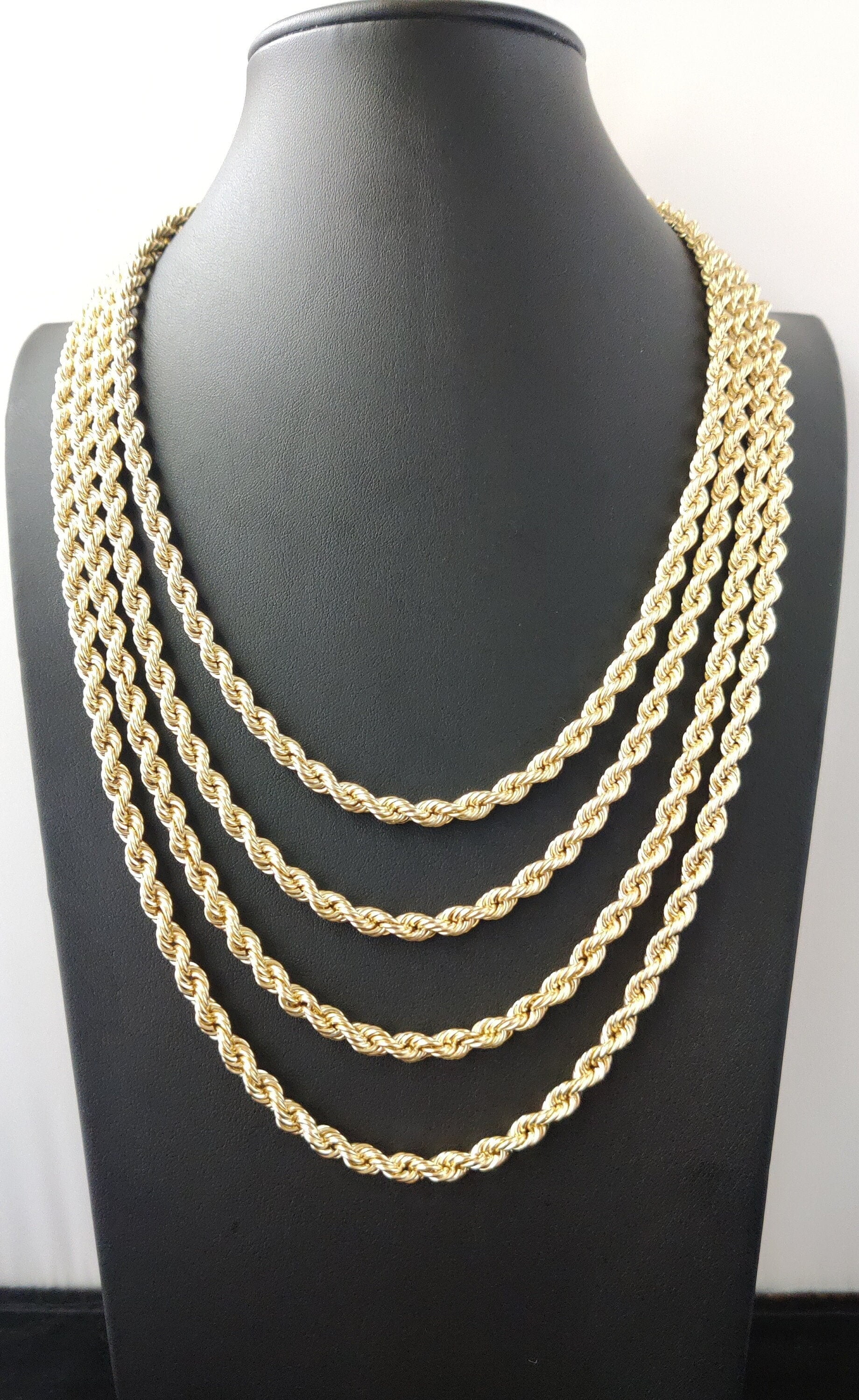 10K Gold Rope Chain Gold Rope Chain Necklace 6mm 20-26 inches, 10K Gold Rope Chain, 10K Gold Chain,  Men Women,Rope Chain Necklace (Necklace length:22;)