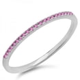 thumbnail image 1 of 10K Gold Round Pink Sapphire Ladies Anniversary Wedding Band Stackable Ring, 1 of 1
