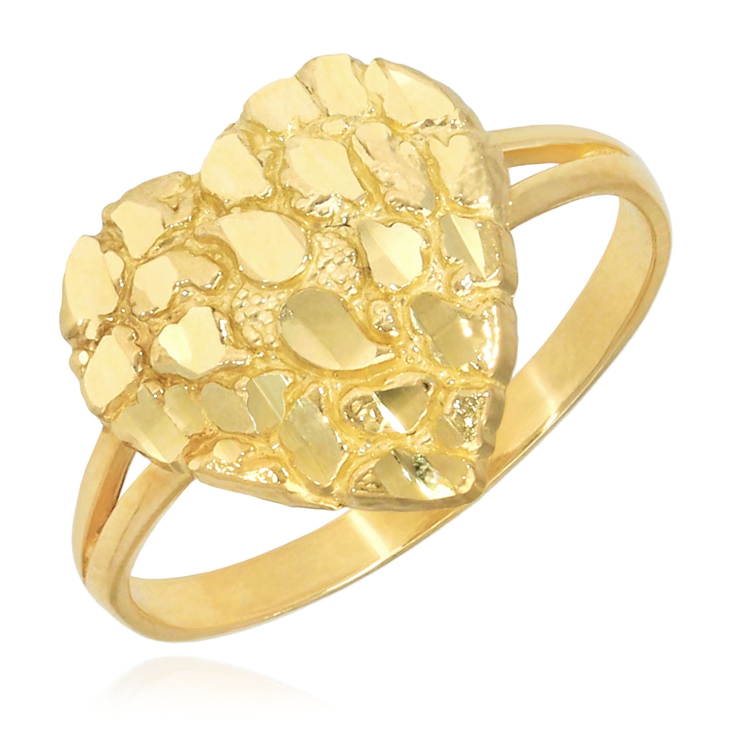 10K Gold Split Shank Heart Nugget Ring Walmart