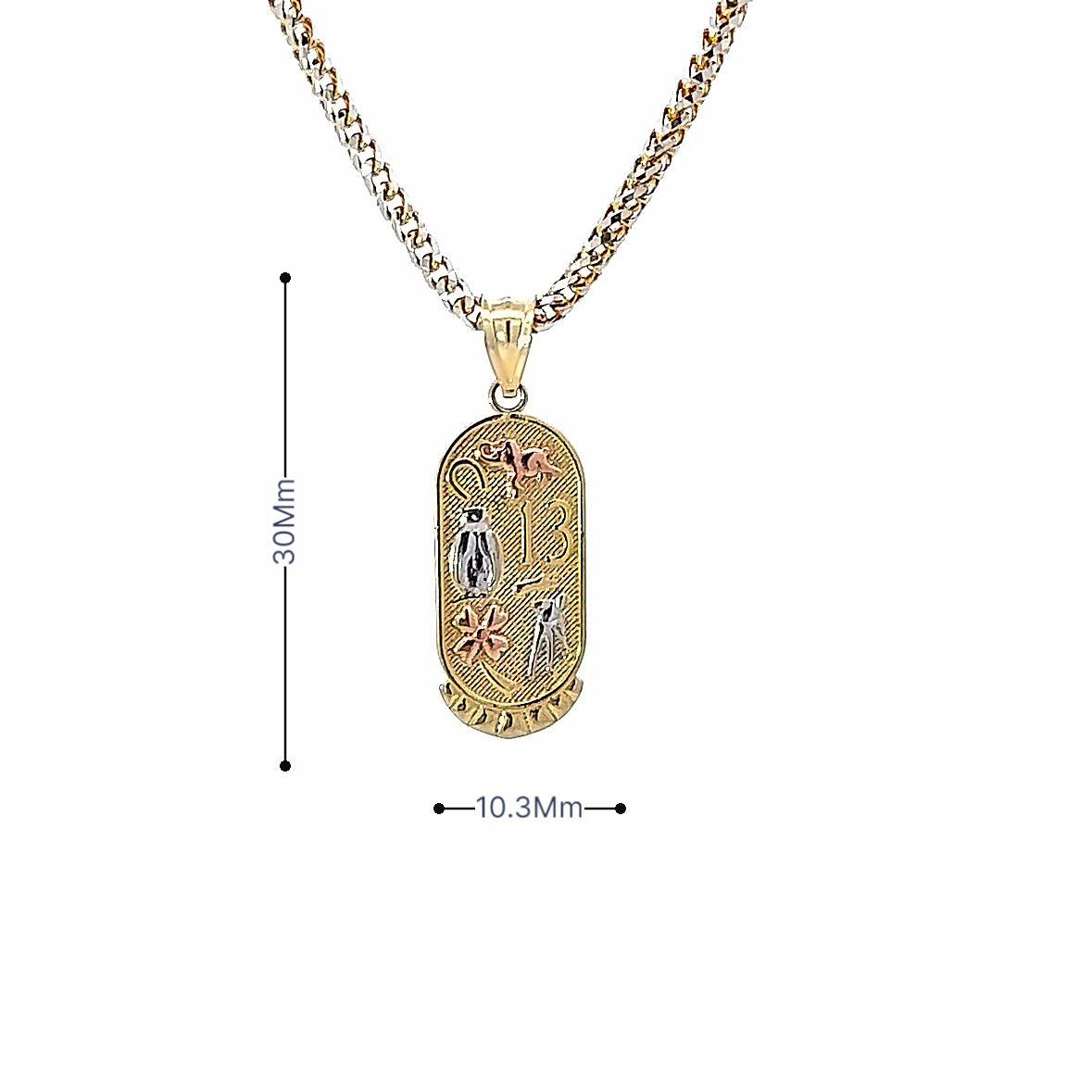 IJAZ JEWELERS 10K Gold Three Tone Good Luck Charm