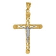 thumbnail image 1 of 10K Gold Two-Tone Diamond-Cut Mens Cross Crucifix Religious Charm Pendant, 1 of 1