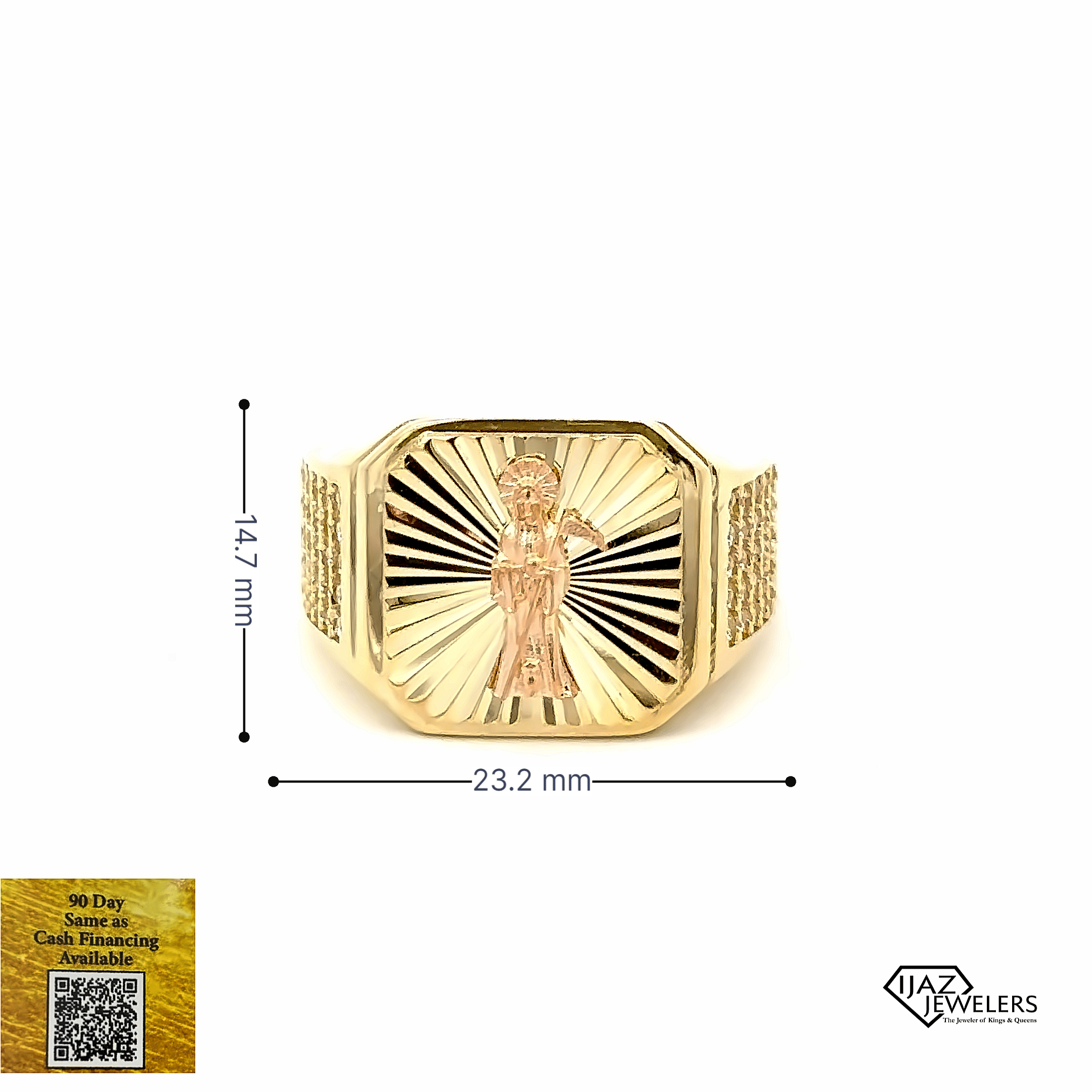 10K Gold Two-Tone Santa Muerte CZ Ring - Walmart.com
