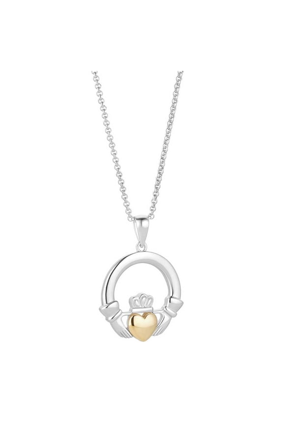 10K Gold and Sterling Silver Claddagh Necklace