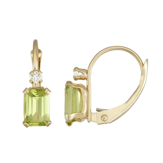10K Gold gemstone leverback earrings