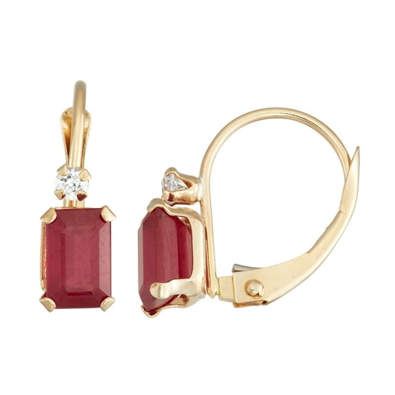 10K Gold gemstone leverback earrings