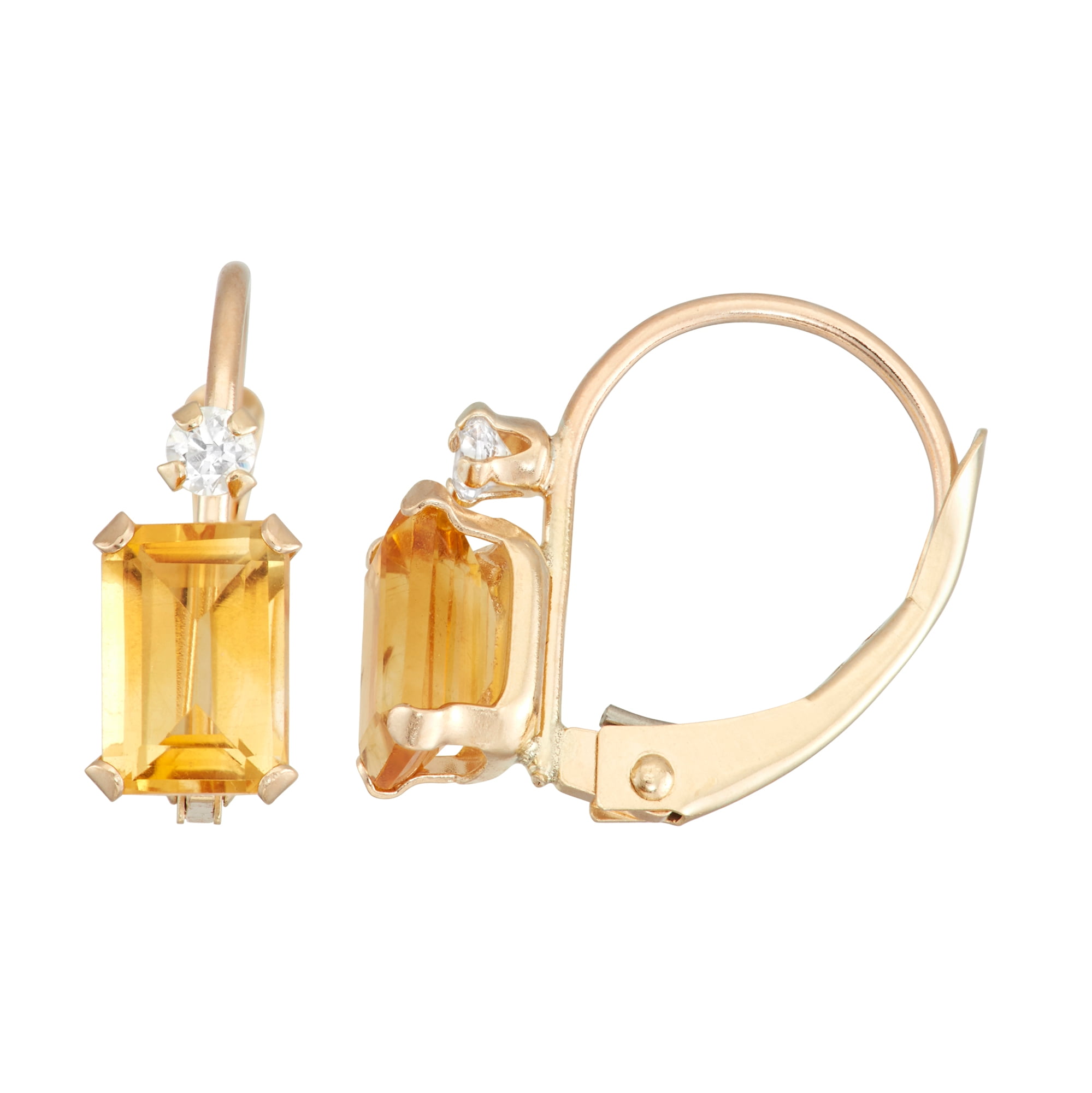 10K Gold gemstone leverback earrings