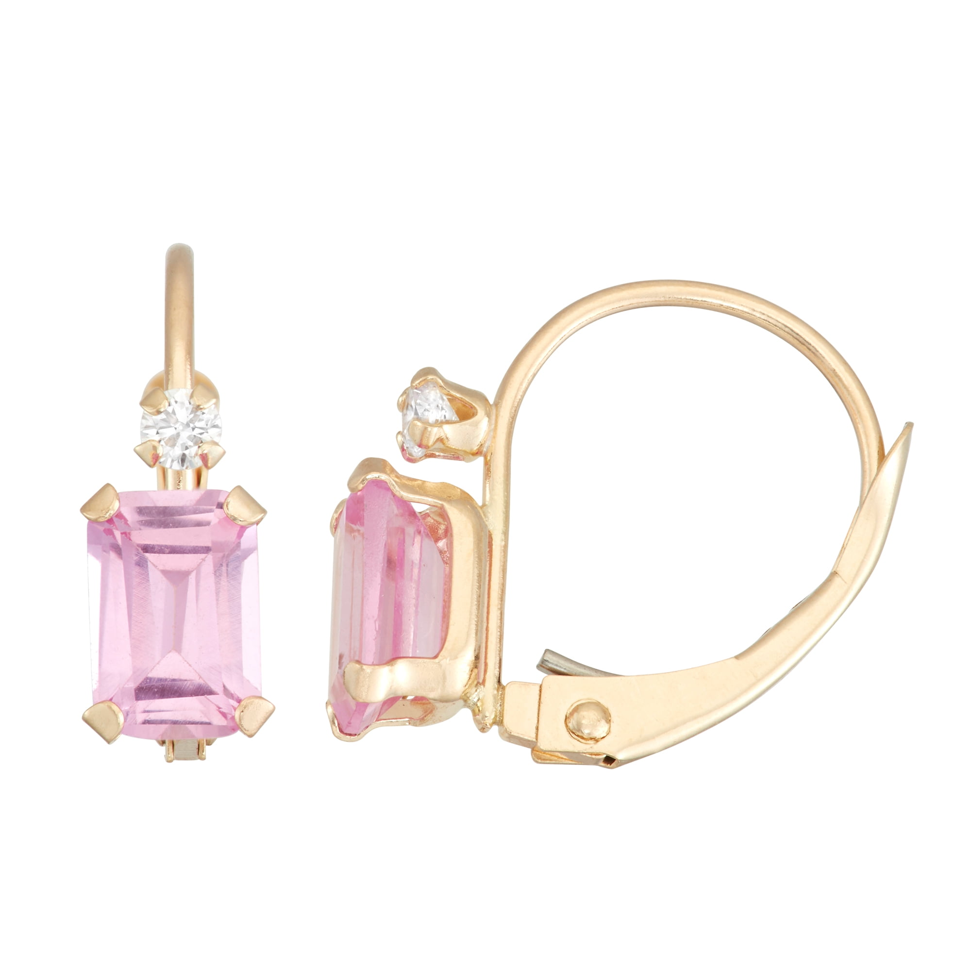 10K Gold gemstone leverback earrings