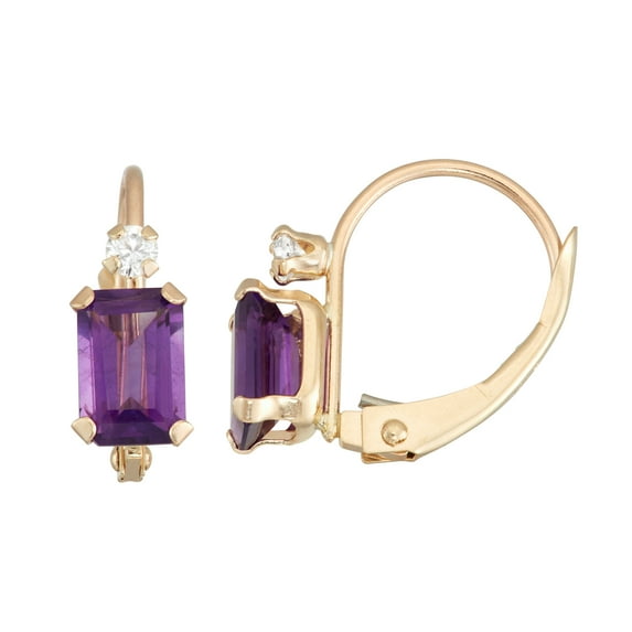 10K Gold gemstone leverback earrings