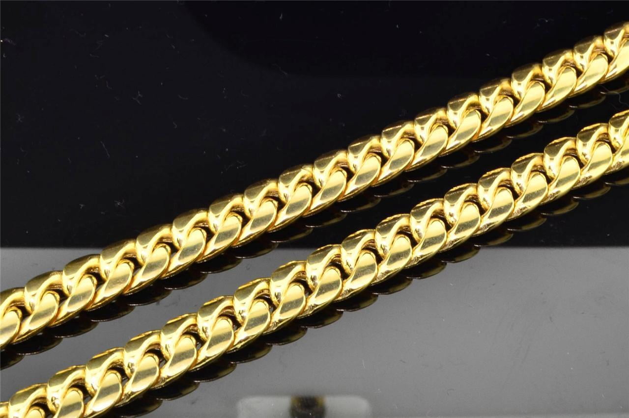 10K Heavy 9.44MM Yellow Gold Miami Cuban Link Franco Chain Necklace 36 Inch