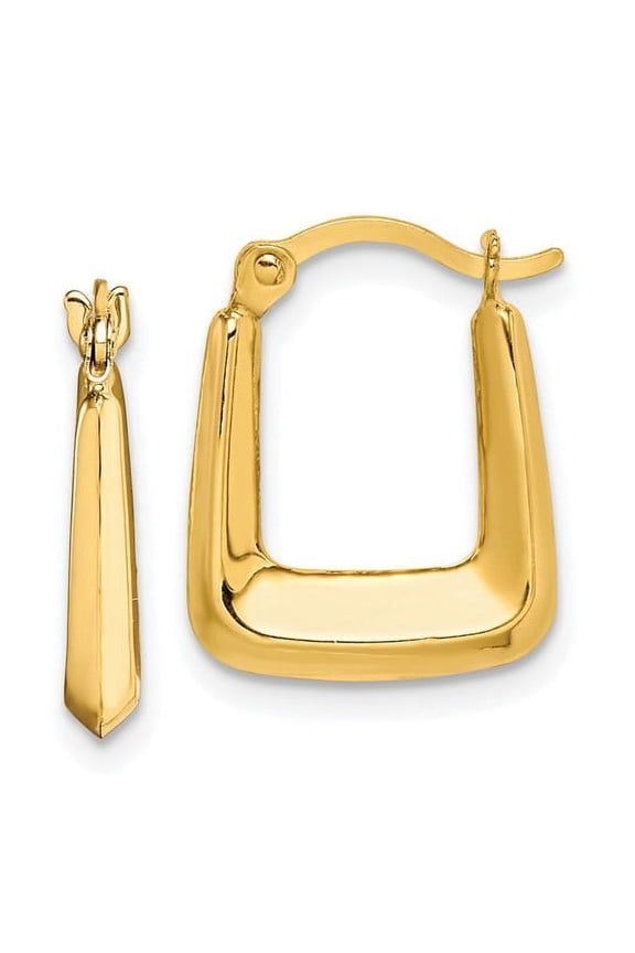 10K Hollow Squared Hollow Hoop Earrings