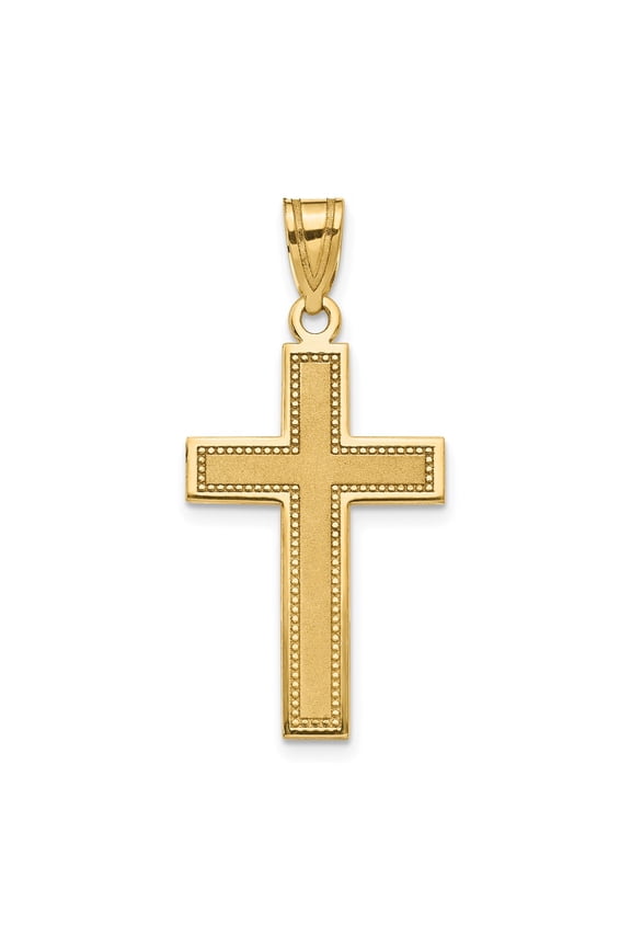 10K Large Satin Cross Pendant