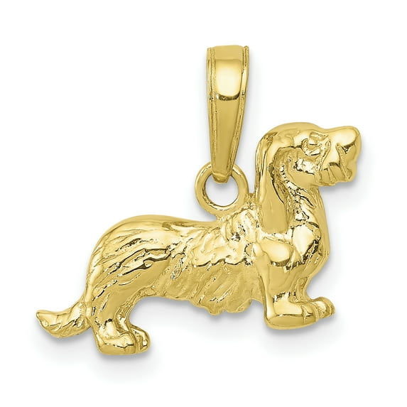 10K Long-Haired Dachshund Dog Pendant 10C3514