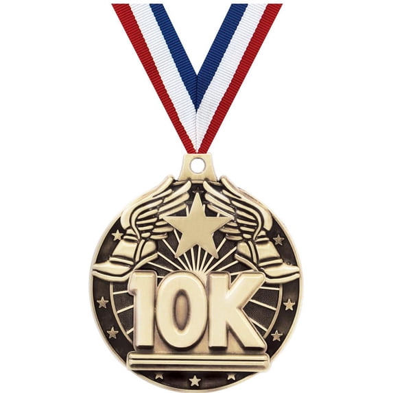 10K Medals, 2" Gold Diecast 10K Medal Award 10 Pack