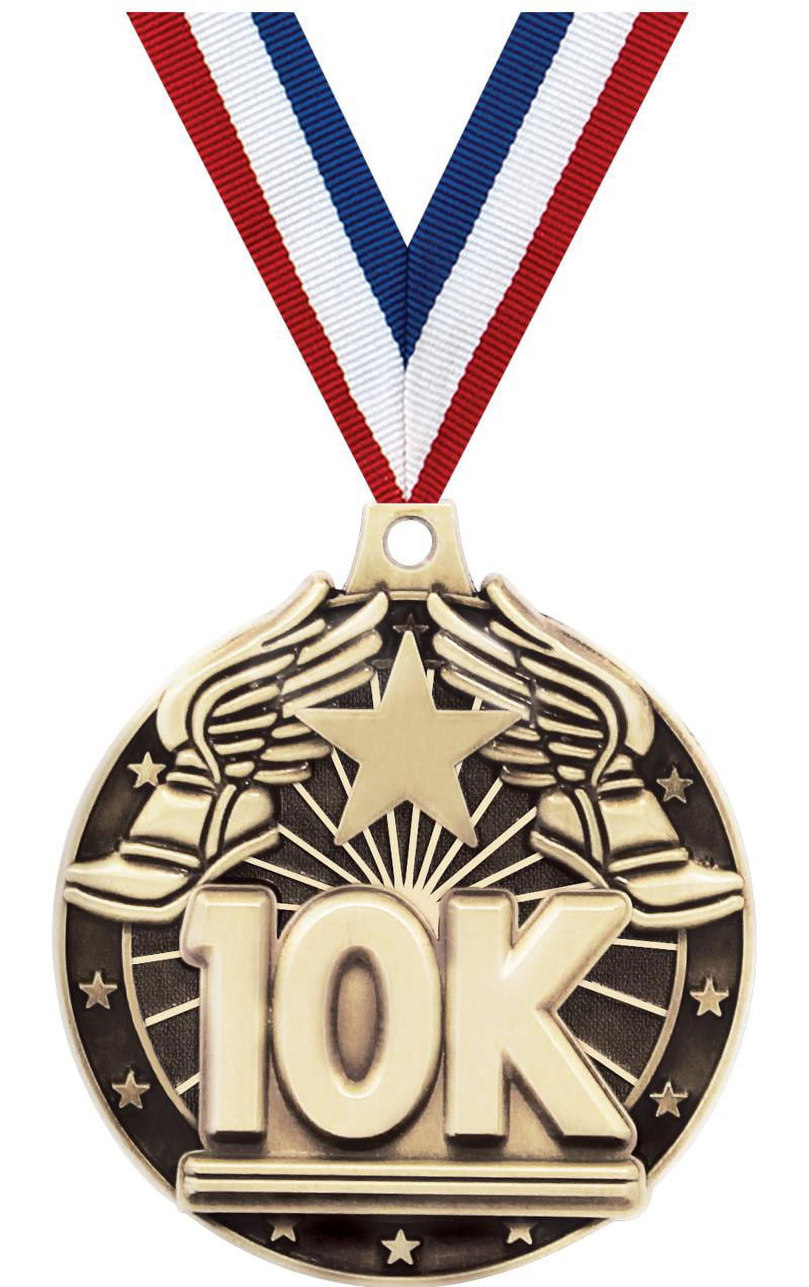 10K Medals, 2" Gold Diecast 10K Medal Award 5 Pack