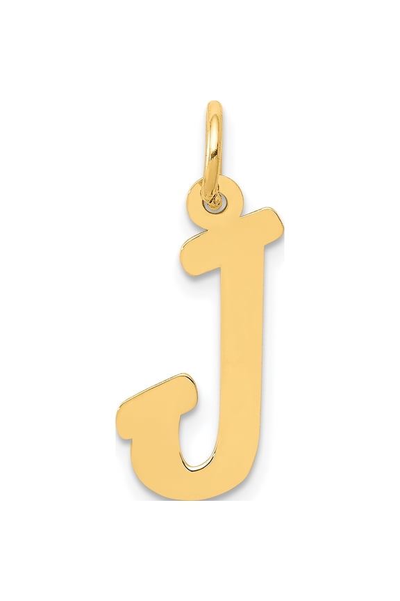 10K Yellow Gold Medium Script Letter J Initial Charm