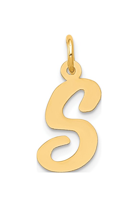 10K Medium Script Letter S Initial Charm Yellow Gold Material Beautiful Timeless Ethereal A classic choice for celebrating love and achievement