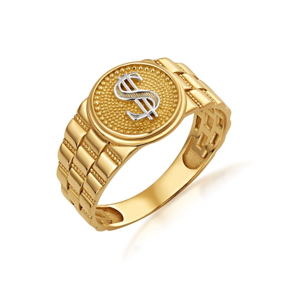 10K Mens Yellow Gold Dollar Symbol Signet Ring/ size 7