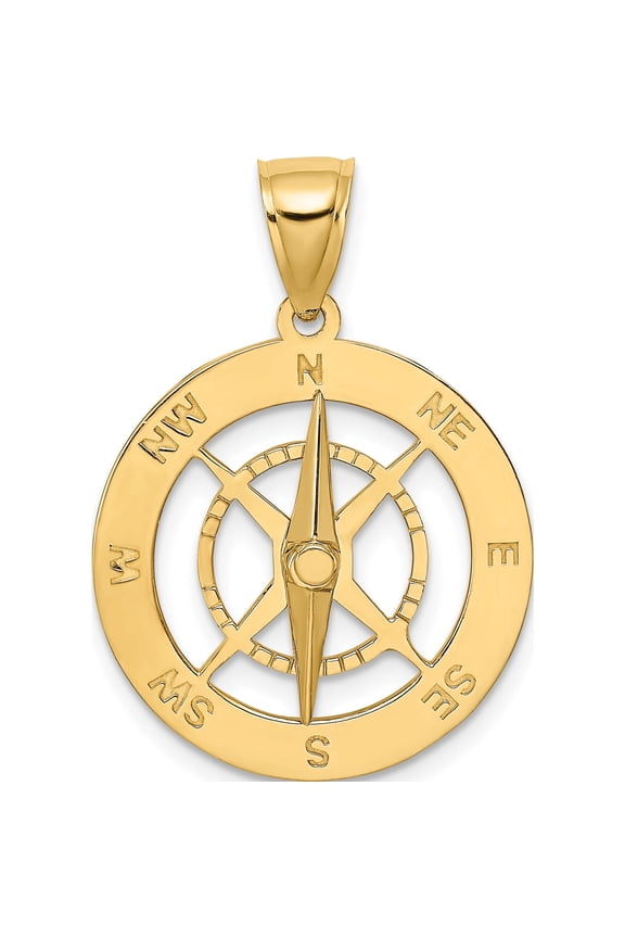 10K Yellow Gold Nautical Compass with Moveable Needle Charm