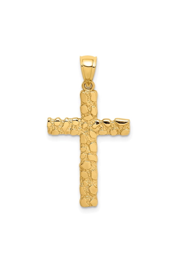 Finest Gold 10K Nugget Cross Pendant