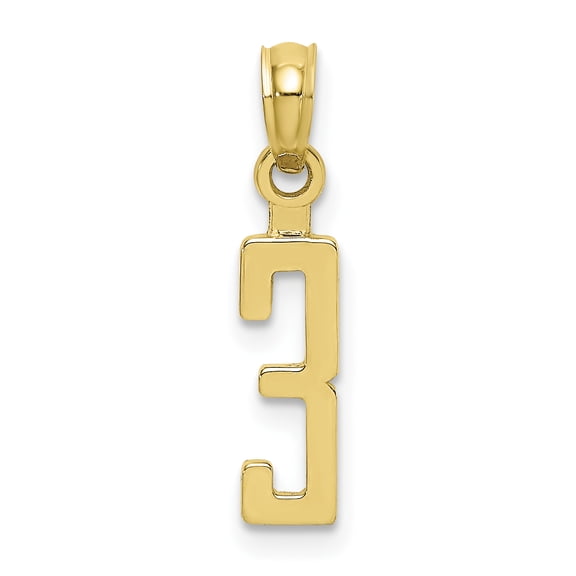 10k Small Number 3 Block Charm 10NU03
